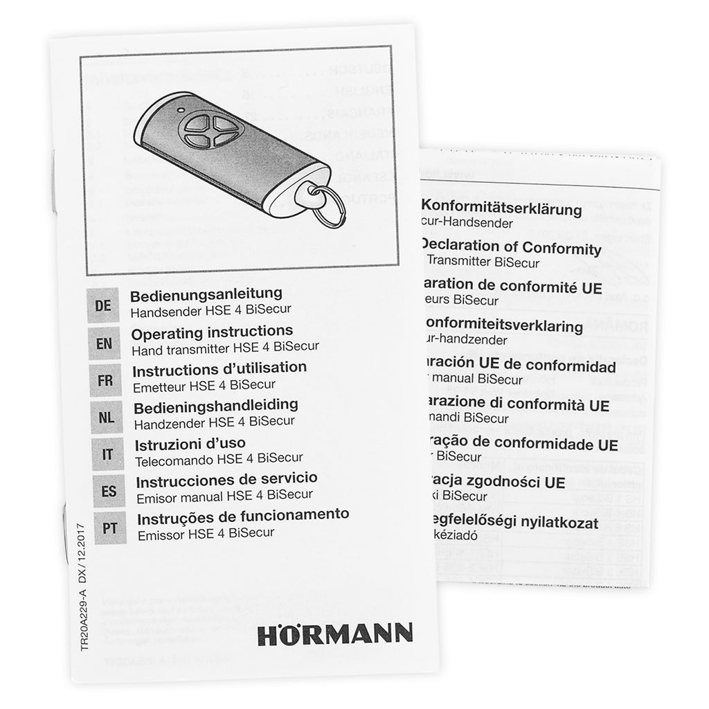 Mando a distancia Hörmann HSE 4, BiSecur, Negro cromado brillante