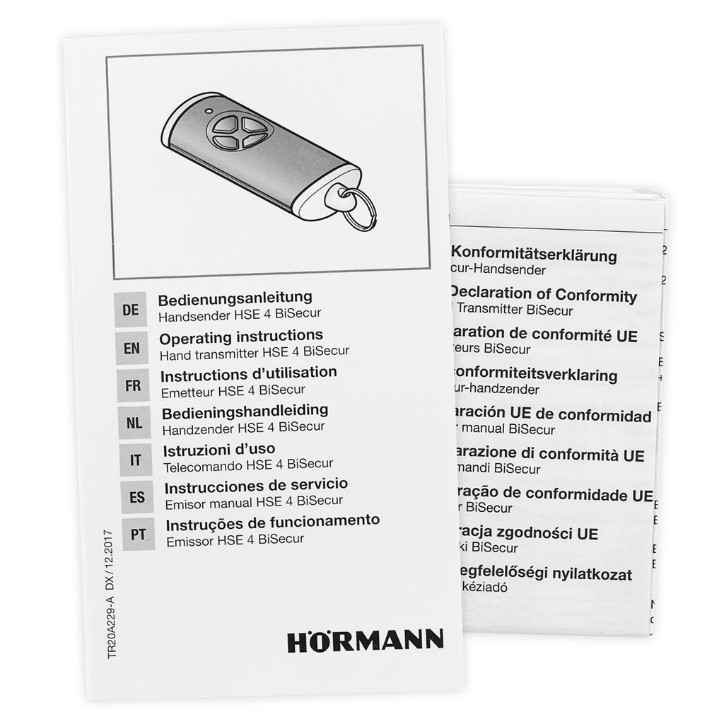 Mando a distancia Hörmann HSE 4, BiSecur, plástico estructurado negro