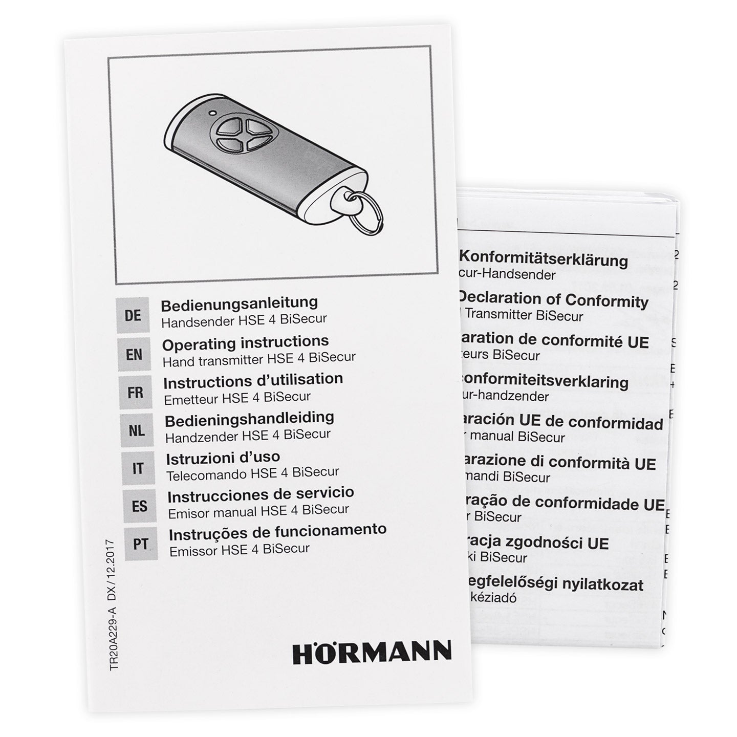 Mando a distancia Hörmann HSE 4, BiSecur, plástico estructurado negro