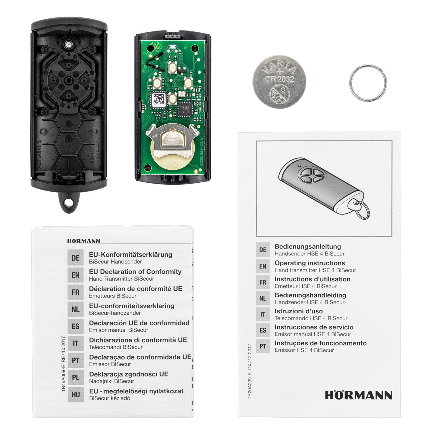 Mando a distancia Hörmann HSE 4, BiSecur, plástico estructurado negro